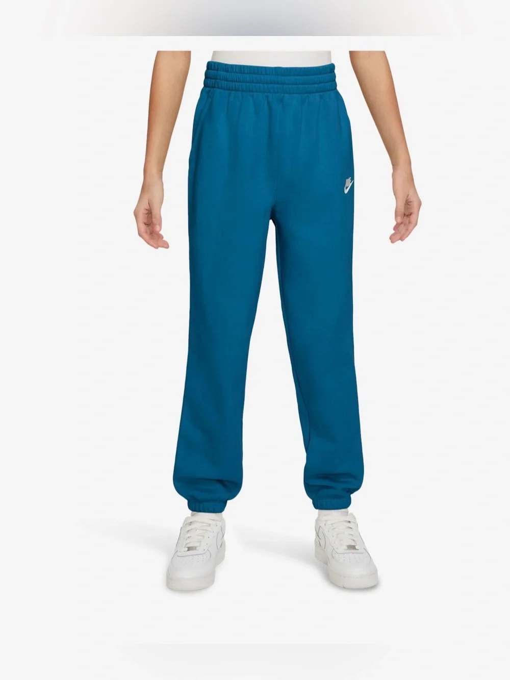 Kid's Nike Teal Kids Fleece Joggers with White Logo, Size: XS
